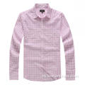 Bolsillos dobles masculinos camisas a cuadros de color blanco rosa